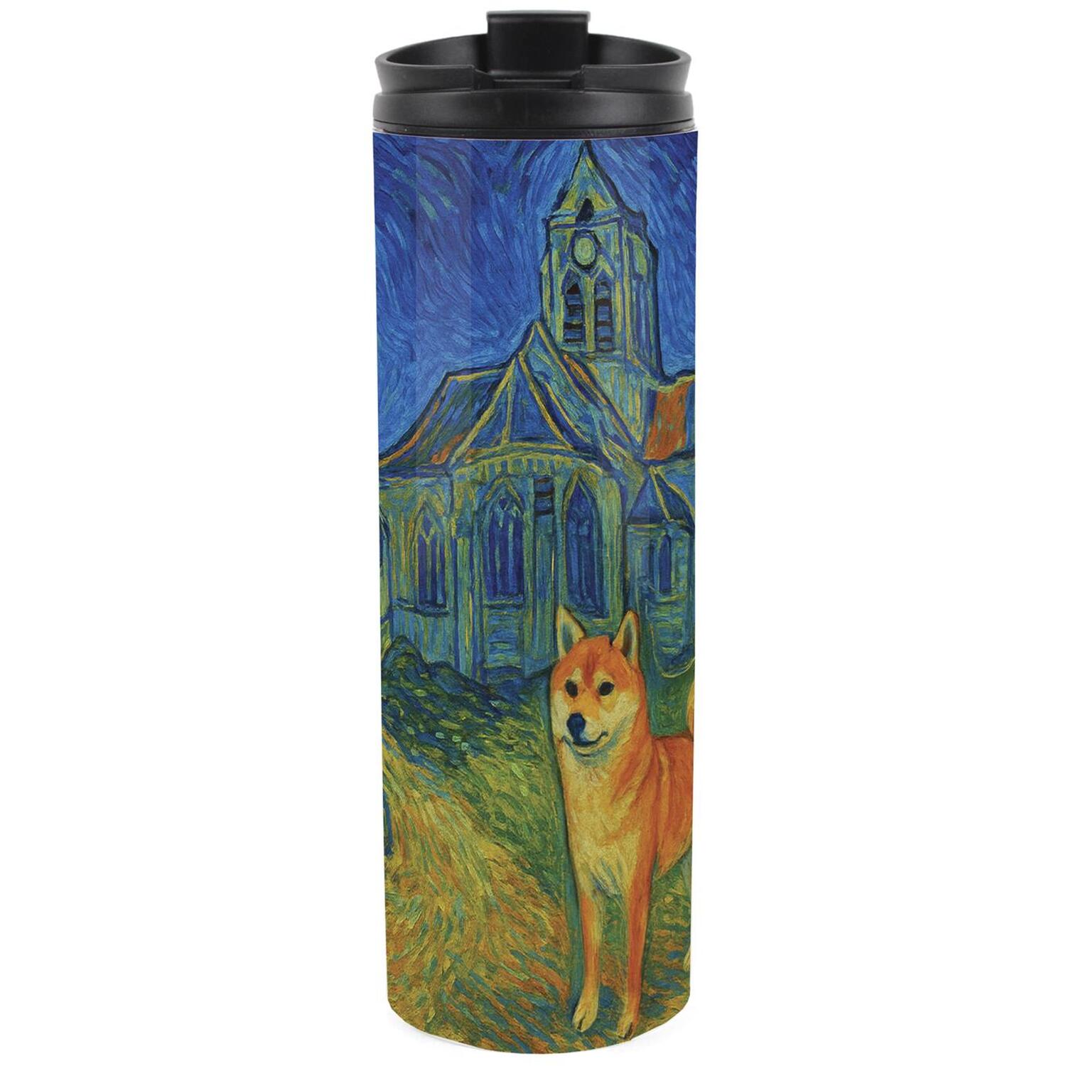 Purely Home Van Gogh Dogs Shiba Inu Stainless Steel Travel Flask
