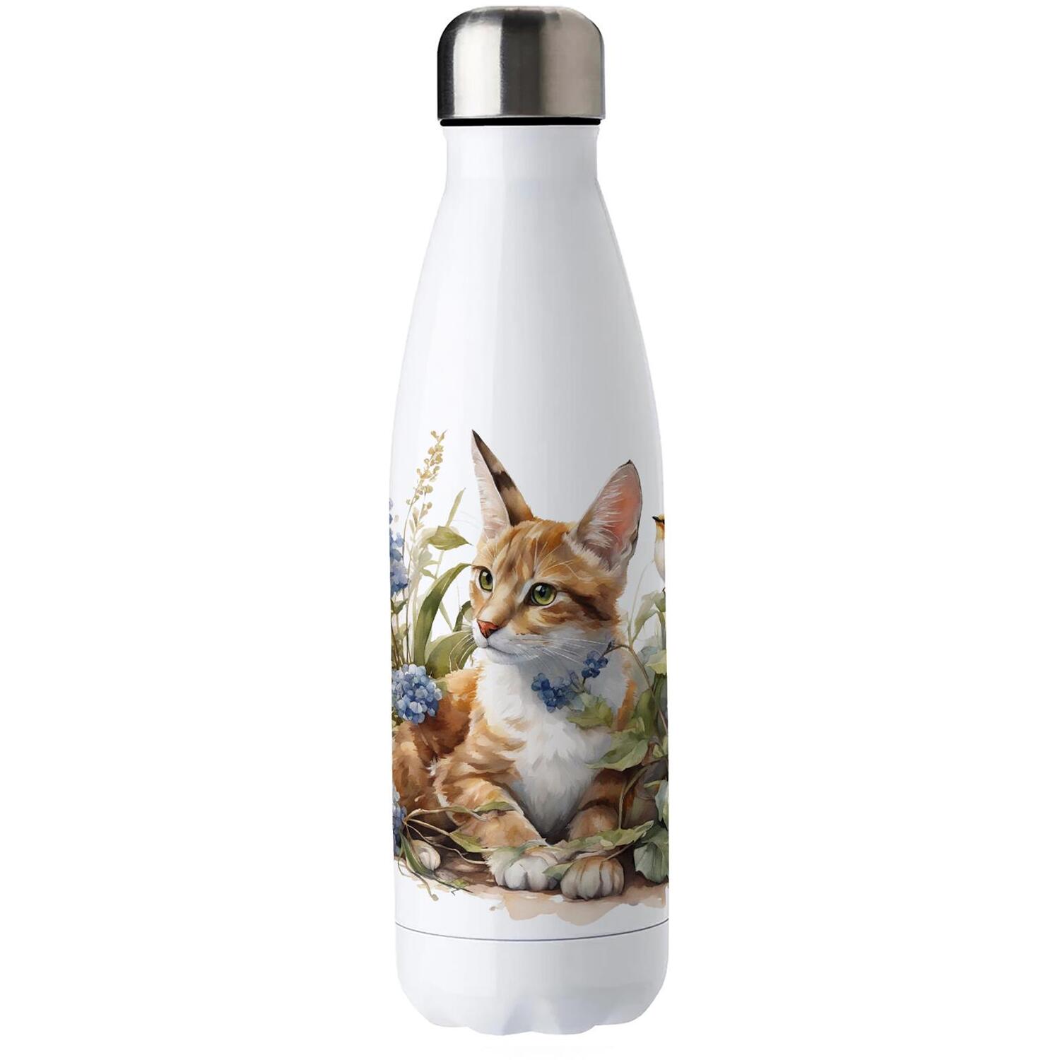 B&Q - Ginger Cat Stainless Steel Water BottleGifts For Animal Lovers Double Walled 500Ml Metal Hot/cold Drinks Bottle Outdoor Gift - Image 2