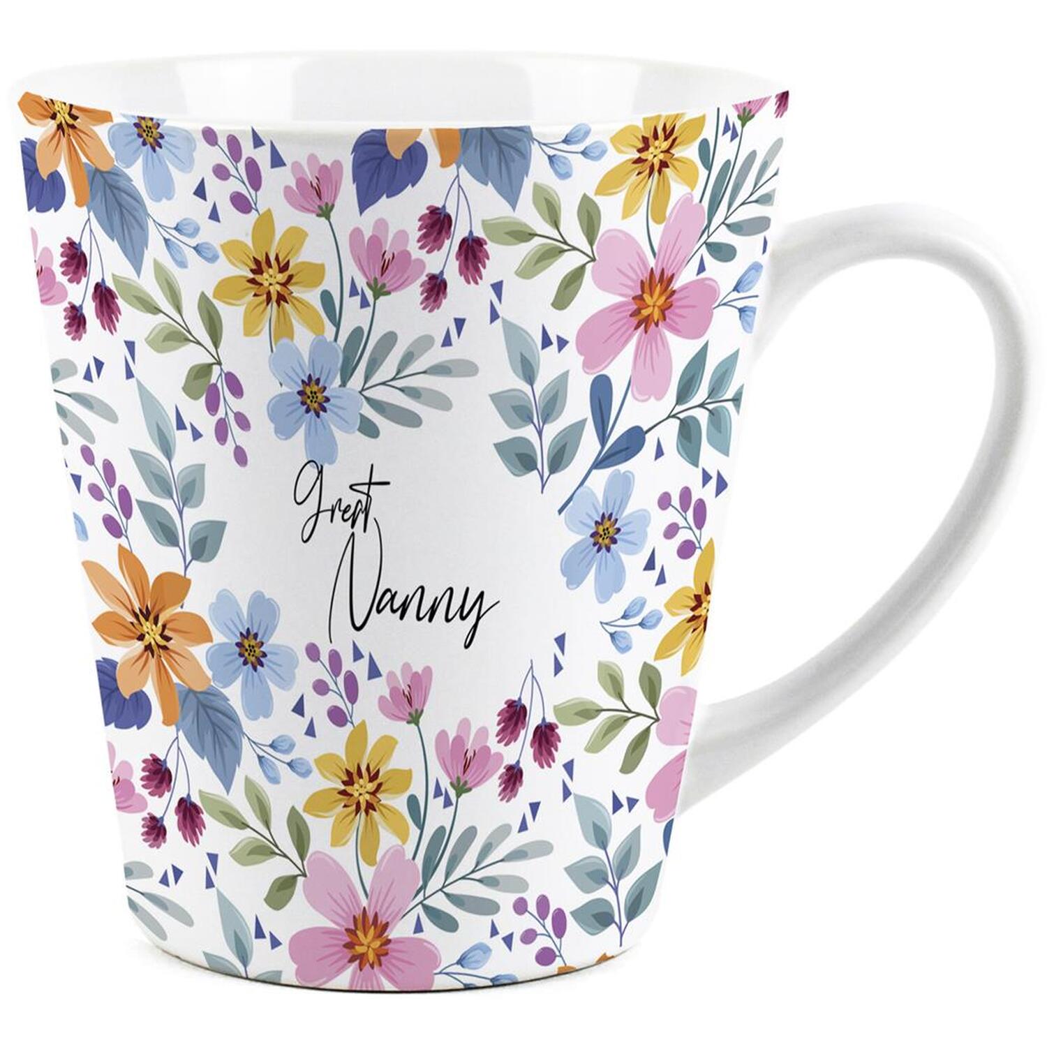Bright Meadow Great Nanny Latte Mug - Colourful Flower Coffee Cup Gift - Image 2
