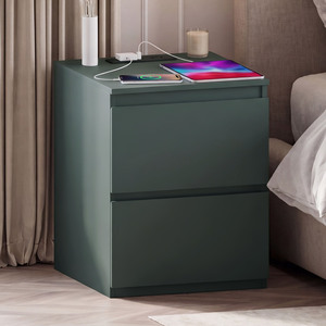 Contemorary 2 Drawer Large Bedside Chest With Power Outlet