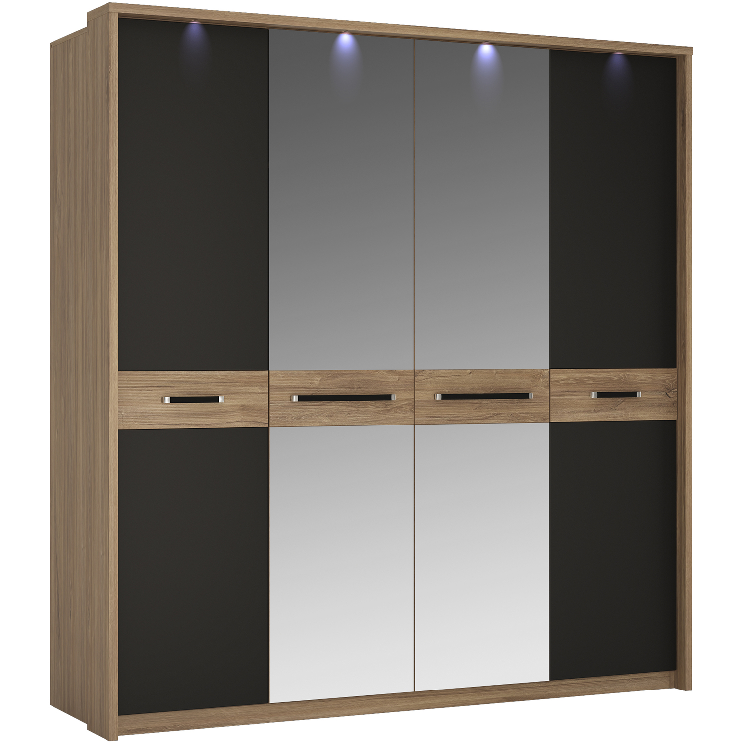 Jonas & James Orlando Four Door Wardrobe  - Stirling Oak / black thumbnail