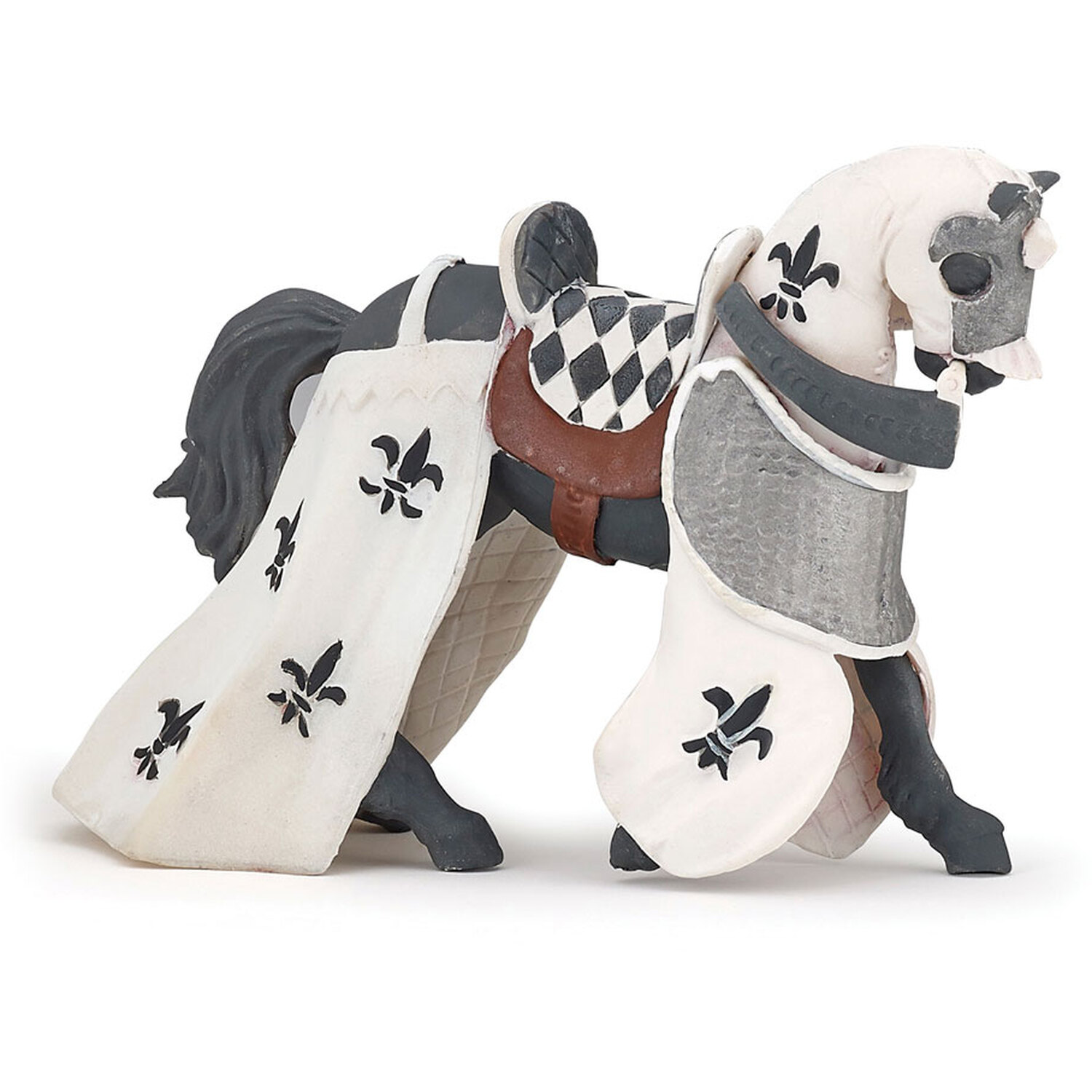 Image of PAPO Fantasy World White Draped Horse Toy Figure - Black