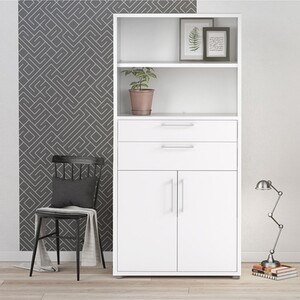 Prima 2-Shelf 2-Drawer 2-Door Bookcase