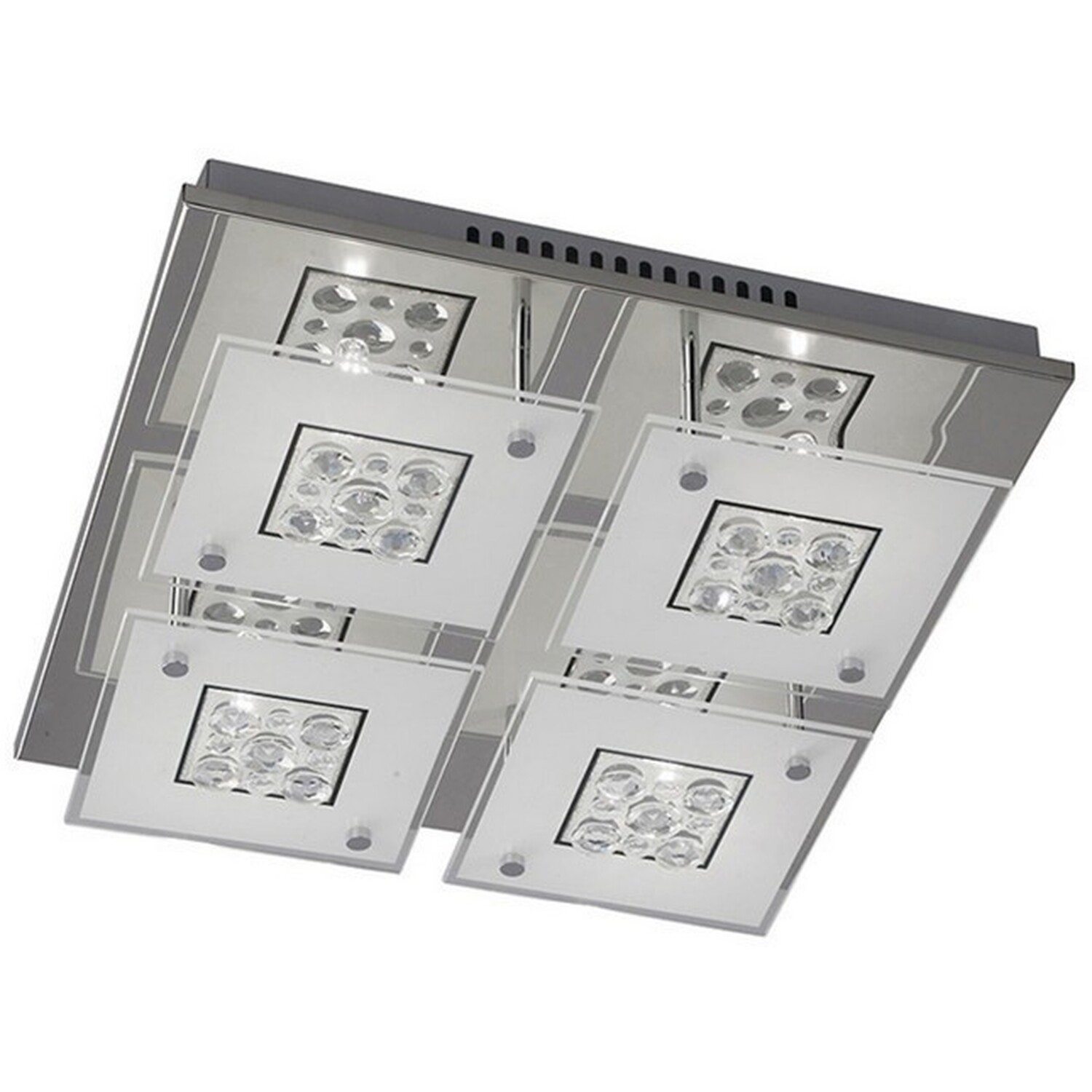 Cosmic Flush Ceiling Square 4 Light Polished Chrome, Glass, Crystal - Polished Chrome
