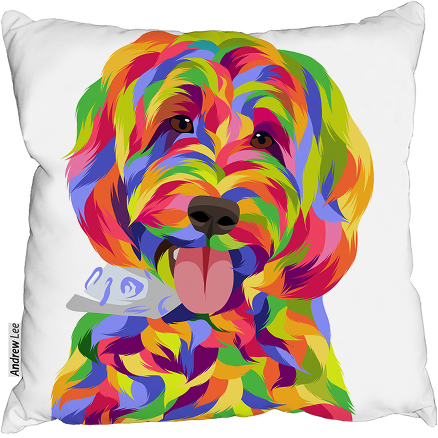 Animal Dog Illustration Pop Art Outdoor Cushion - Blue / 60cm