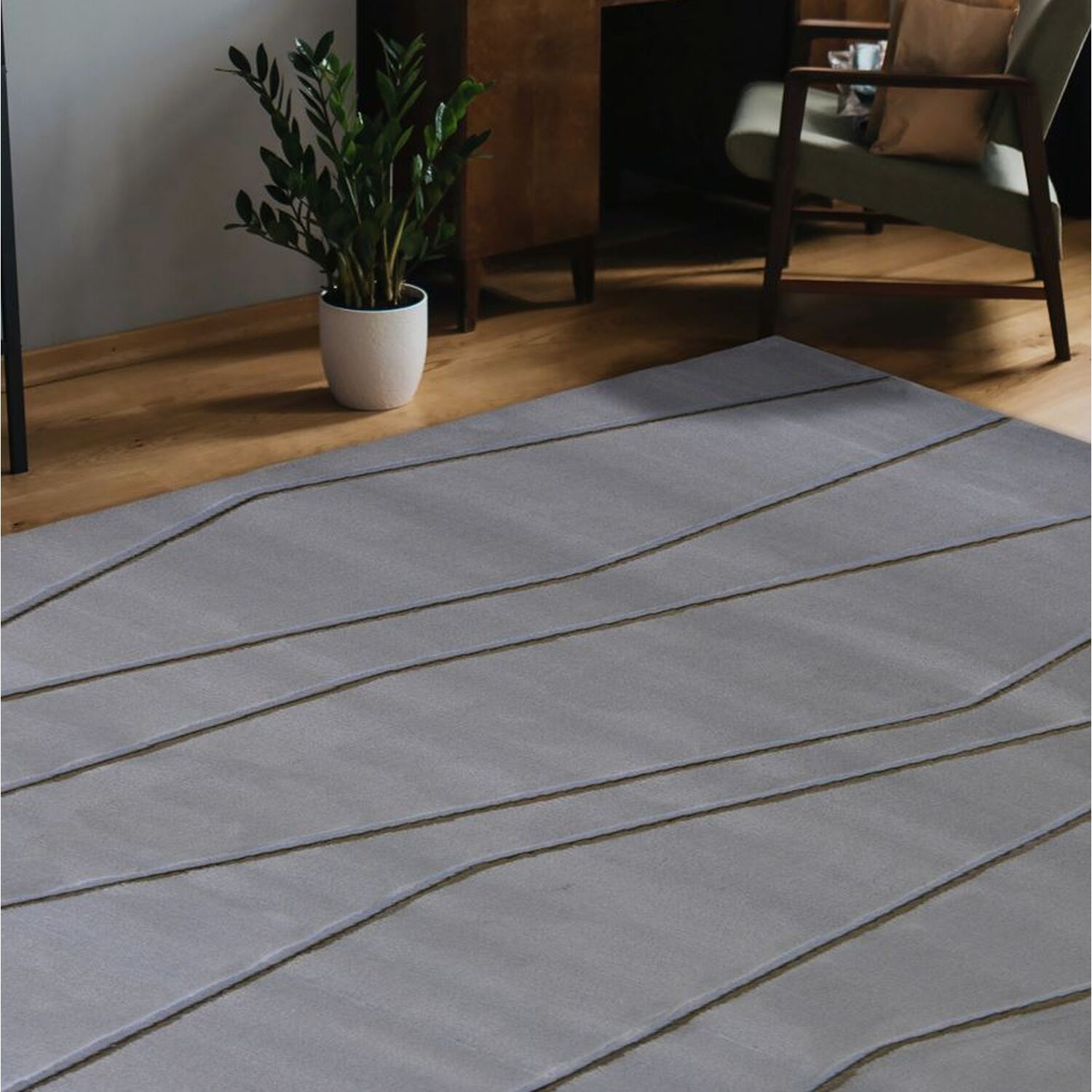 The Rug Wholesaler - Grey Carved Geometric Area Rug - Mora - Grey / 230cm thumbnail