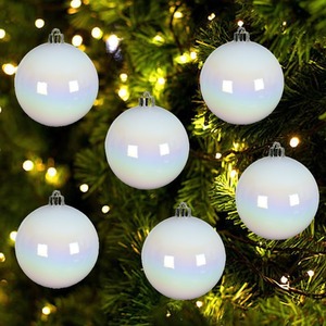 12 White Iris Christmas Tree Baubles
