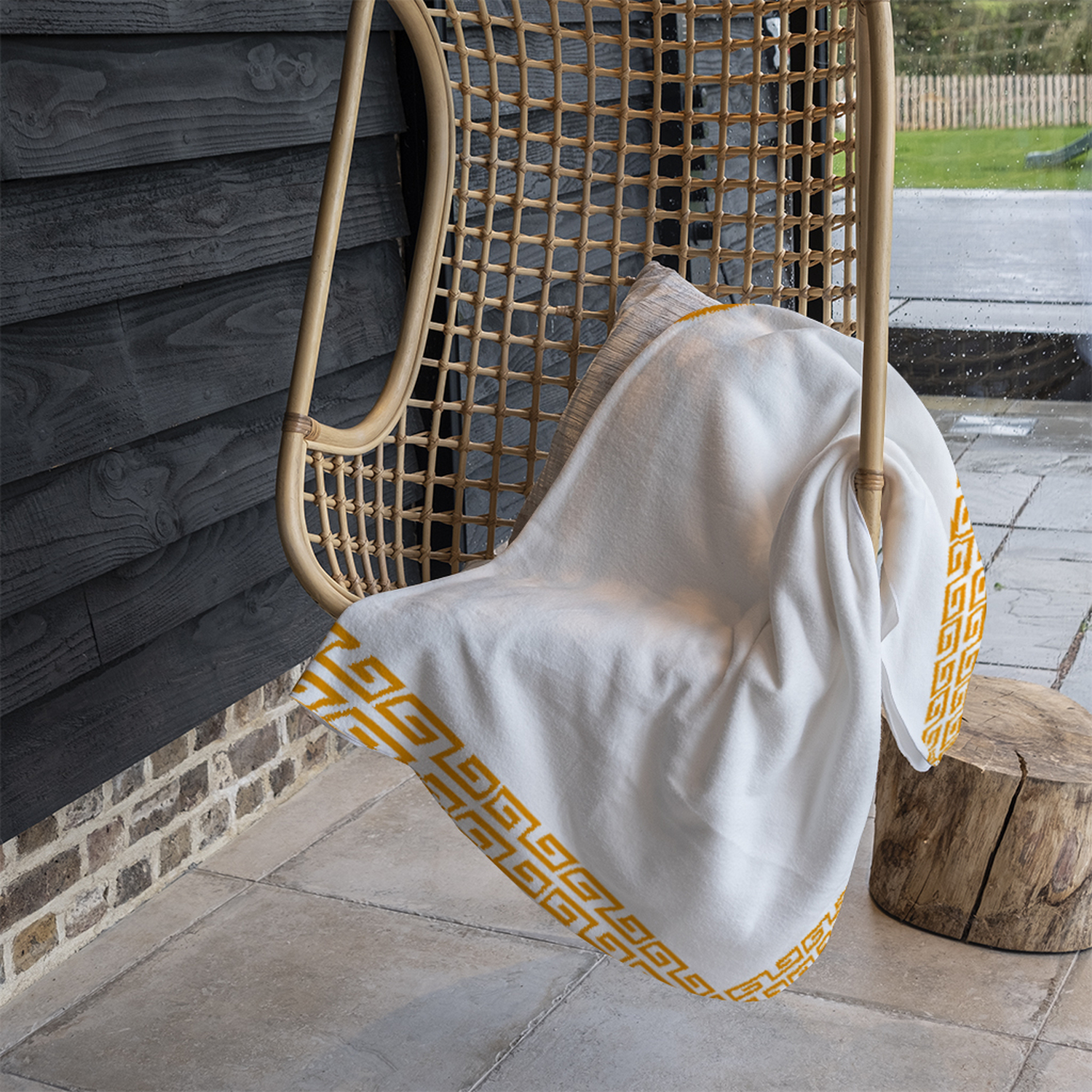Golden Egyptian Border Blanket - Gold