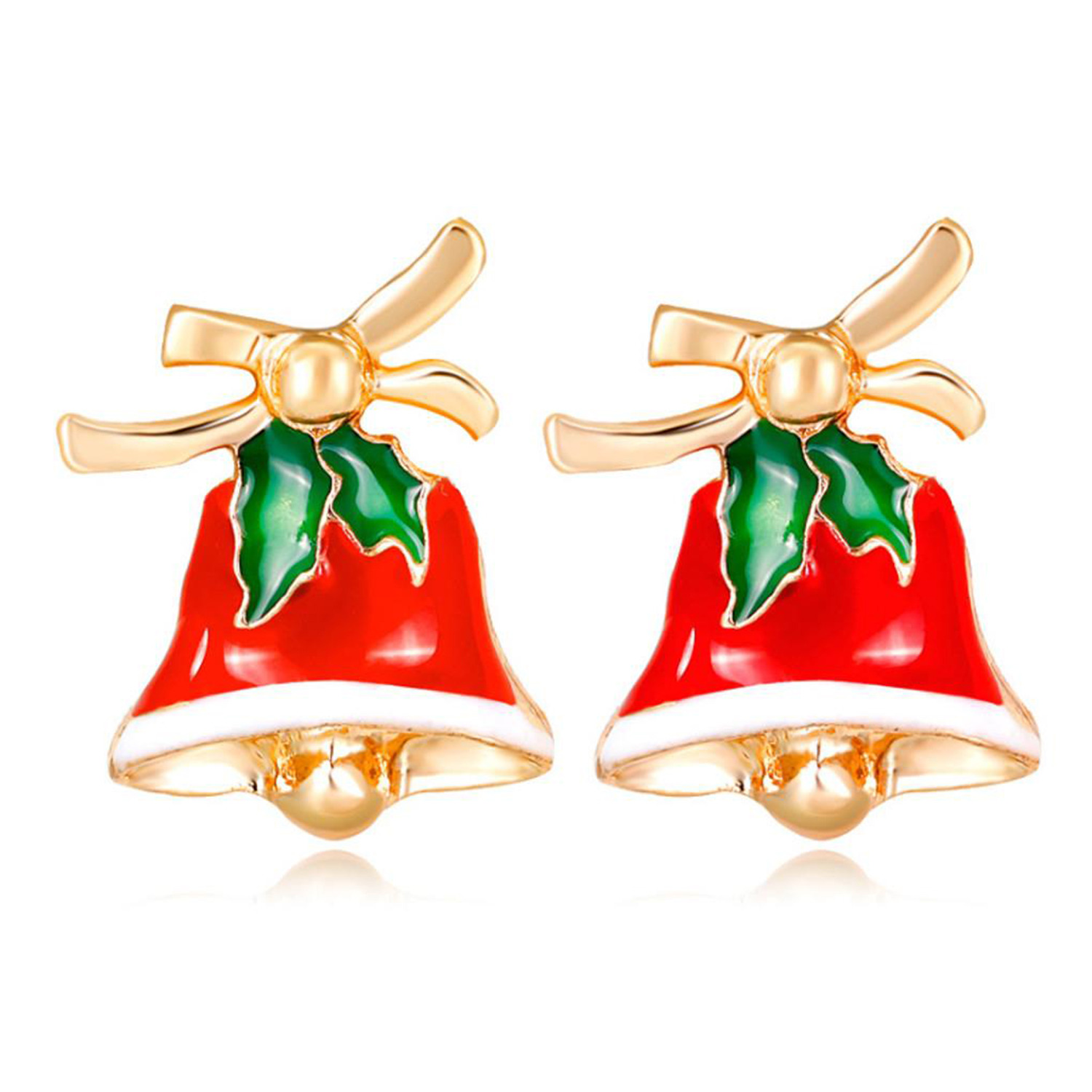 Cartoon Christmas Bell Earrings - gold