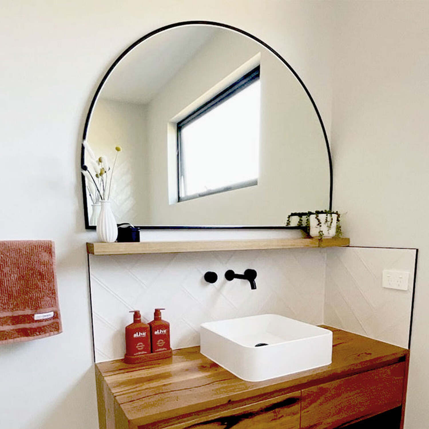 The Style Haus - Arch Shape Black Stainless Steel Framed Mirror - Black thumbnail