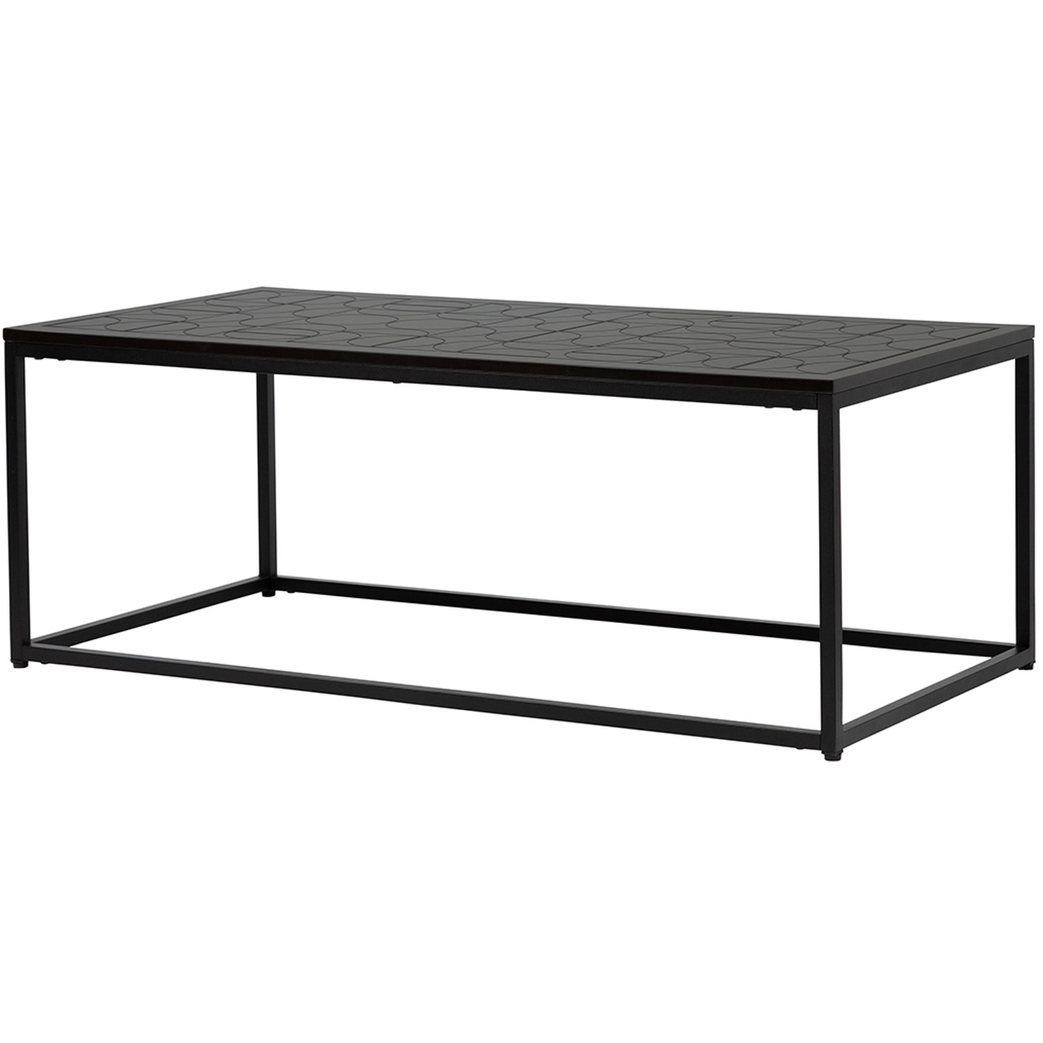 Vanity Living - Metal Coffee Table with Wooden Top - Black thumbnail