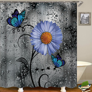 Daisy and Butterfly Shower Curtain