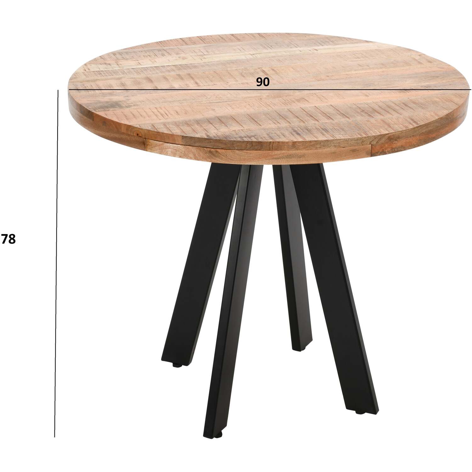 Merlin Mango Wooden 4 Seater Round Dining Table - Brown