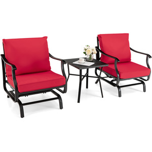 3 Piece Patio Rocking Chair Set Red