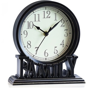 Table Clock Vintage Family Non Ticking Desk Clock Retro Mantel Clocks Black