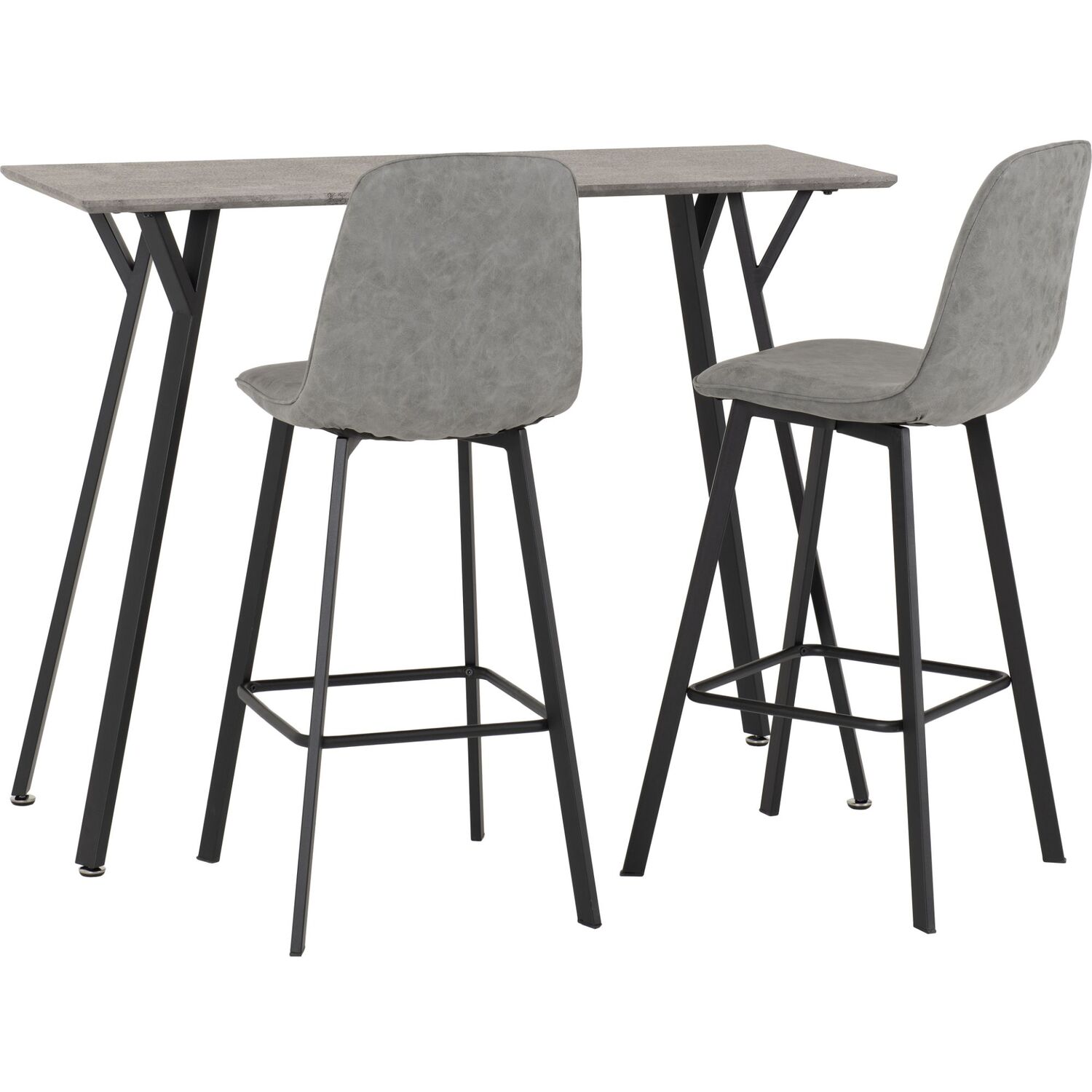 Quebec Bar Table With Two Bar Chairs - Concrete Effect