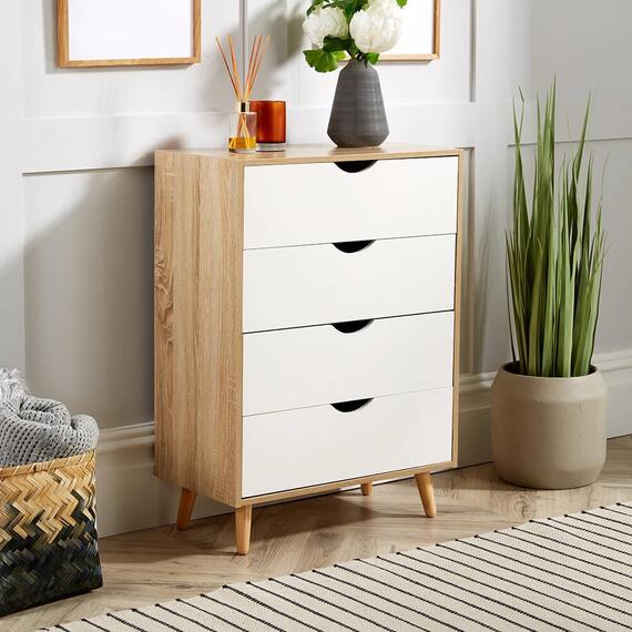 Home Source Boden 4 Drawer Chest Bedroom Storage Unit