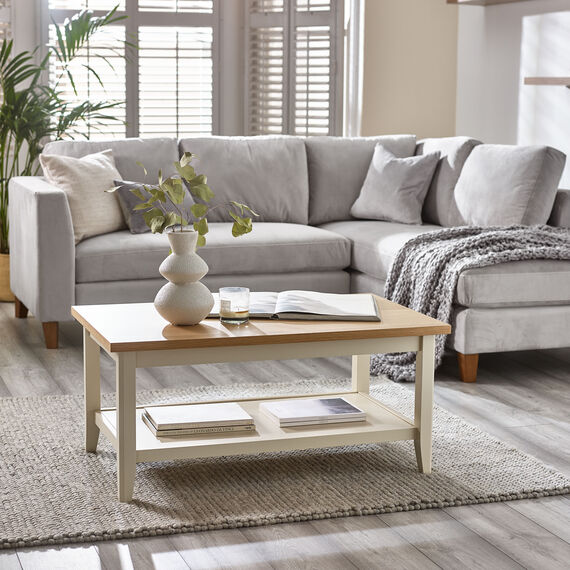 Eden Farmhouse Cream Oak Rectangular Coffee Table