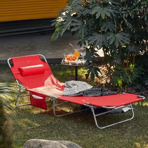 Red Reclining Adjustable Sunlounger shot 5025786