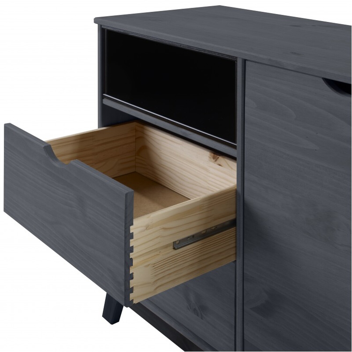 Scandian Sideboard Solid Wood Pine Wooden Hallway Cabinet Cupboard - Distressed Grey Wax