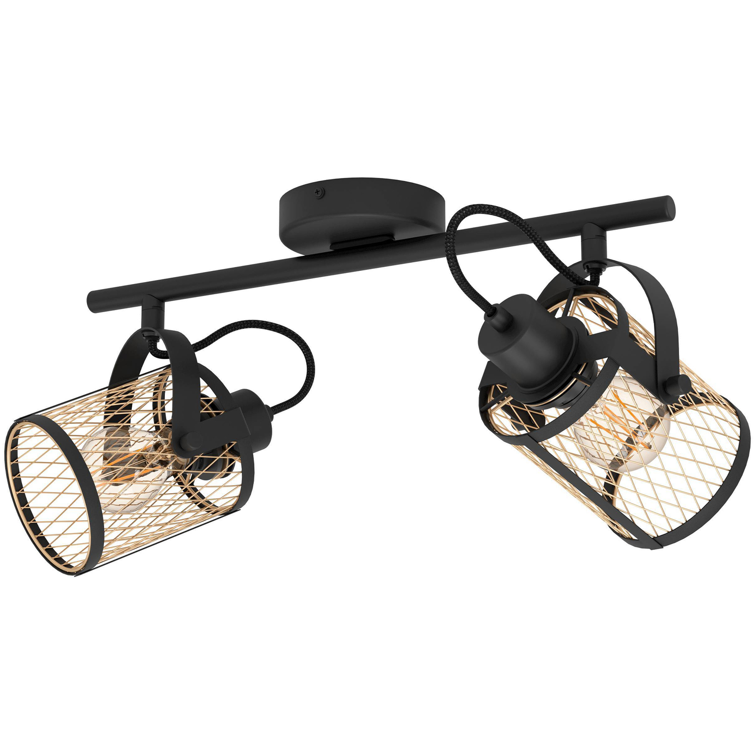 Eglo Dellow 2 Black Steel Lattice Style Adjustable Spotlight - Black