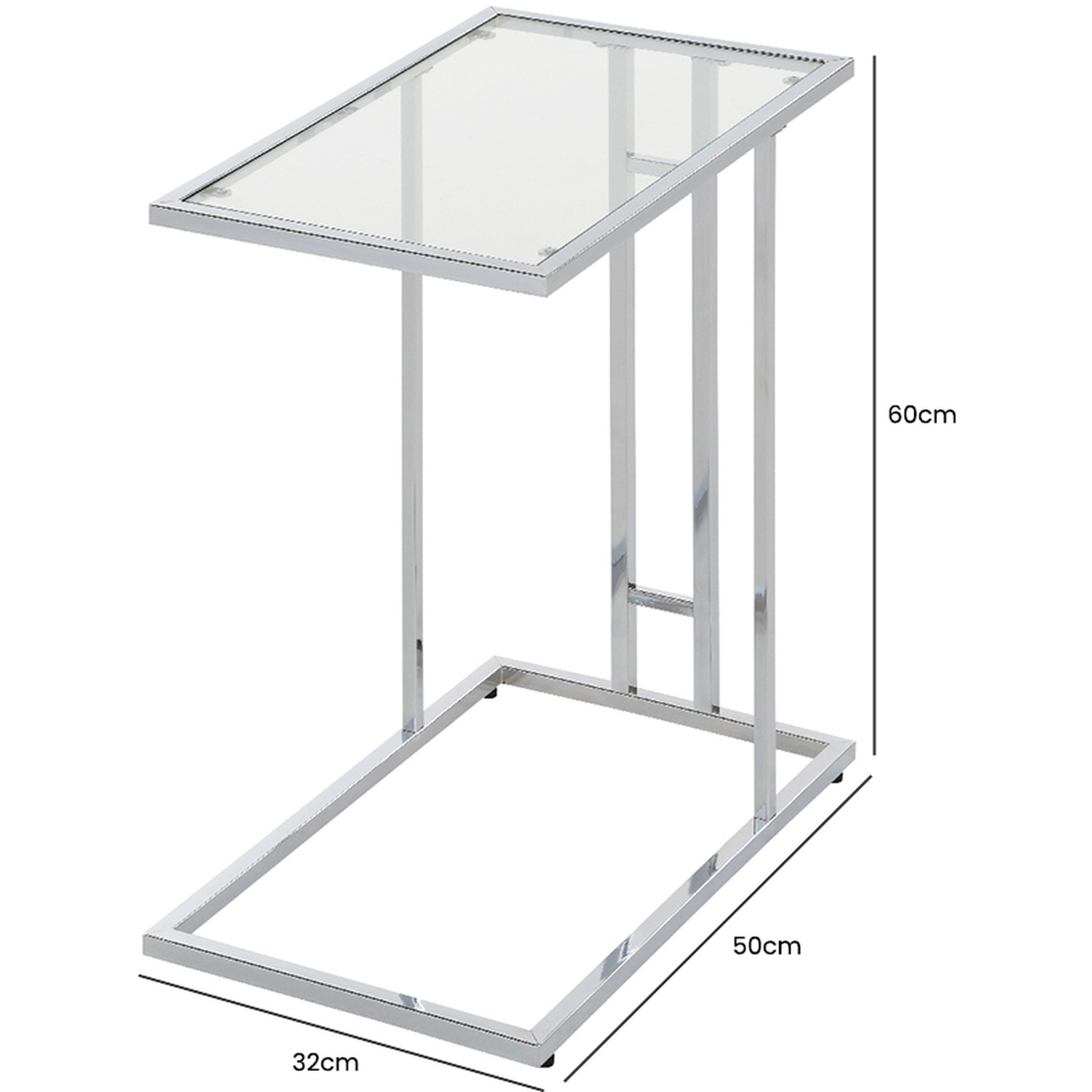 C-shaped Sofa Table For Living Room - Clear