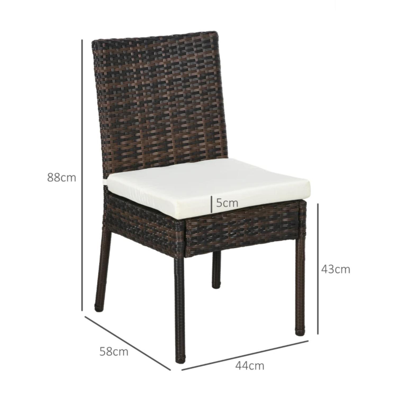 Set Of Four Rattan Garden Chairs - Brown