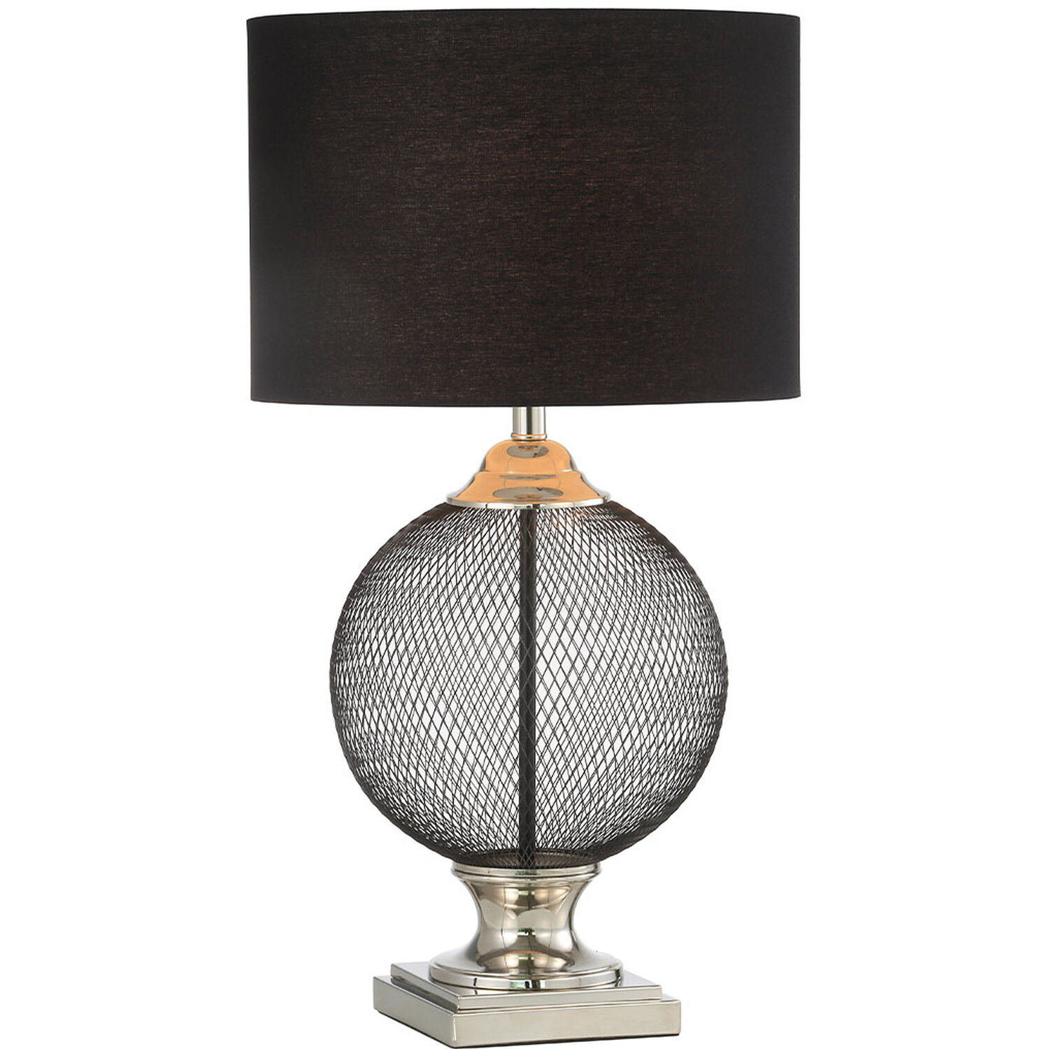 Wire Luxury Bedside Table Lamp - Black Metal Linen