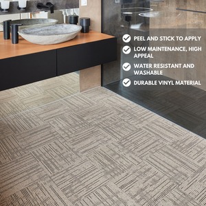 Beige / 30 Self Adhesive Vinyl Floor Tiles Faux Carpet Effect shot 5724657