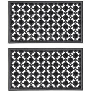 JVL Elipses Circle Rubber Doormat - Pack of 2