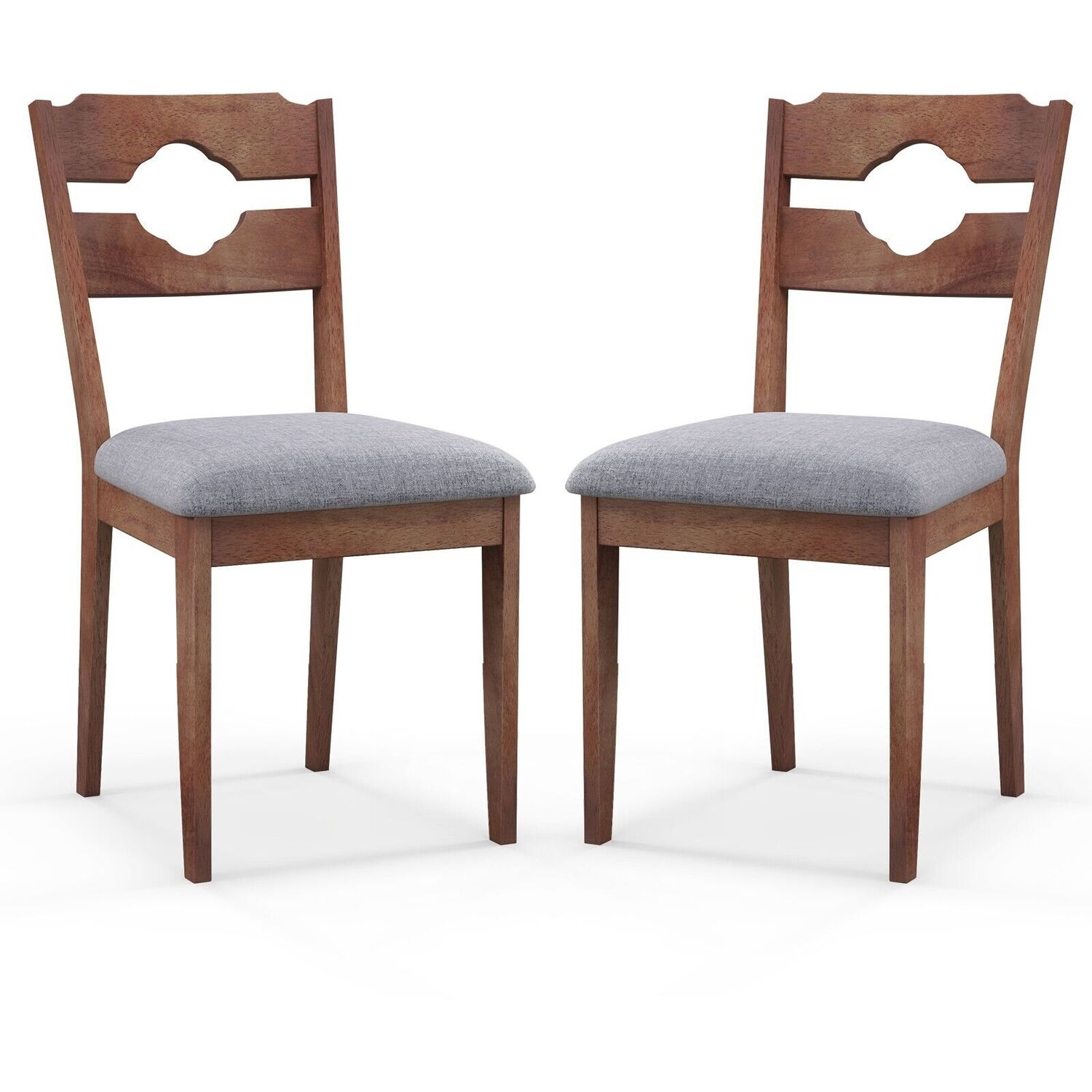 2pcs Fabric Upholstered Kitchen Dining Chairs - Brown