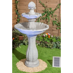 Solar Powered Imperial Round Tiered Water Fountain with LEDs