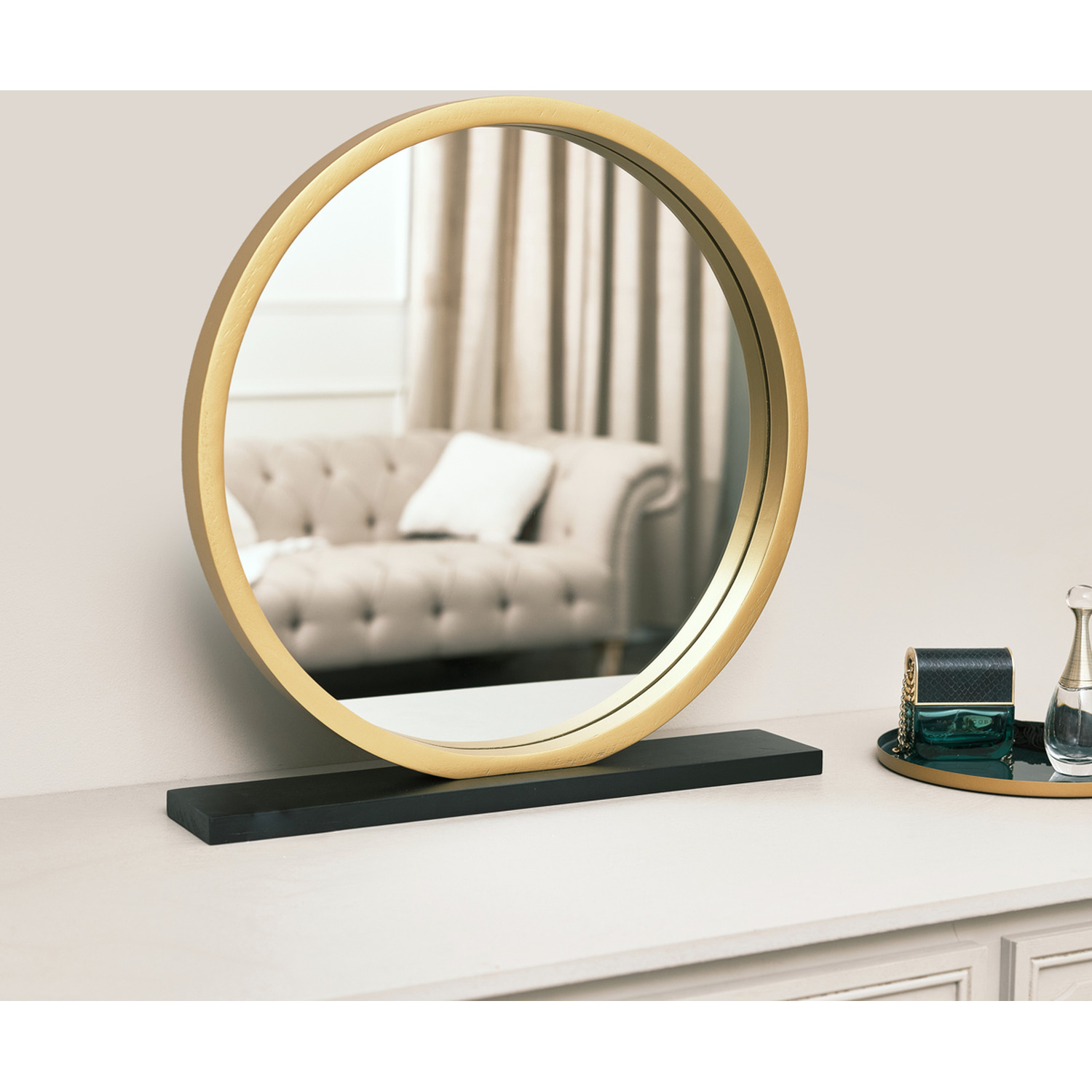 Image of Round Freestanding Table Top Mirror -&hellip;