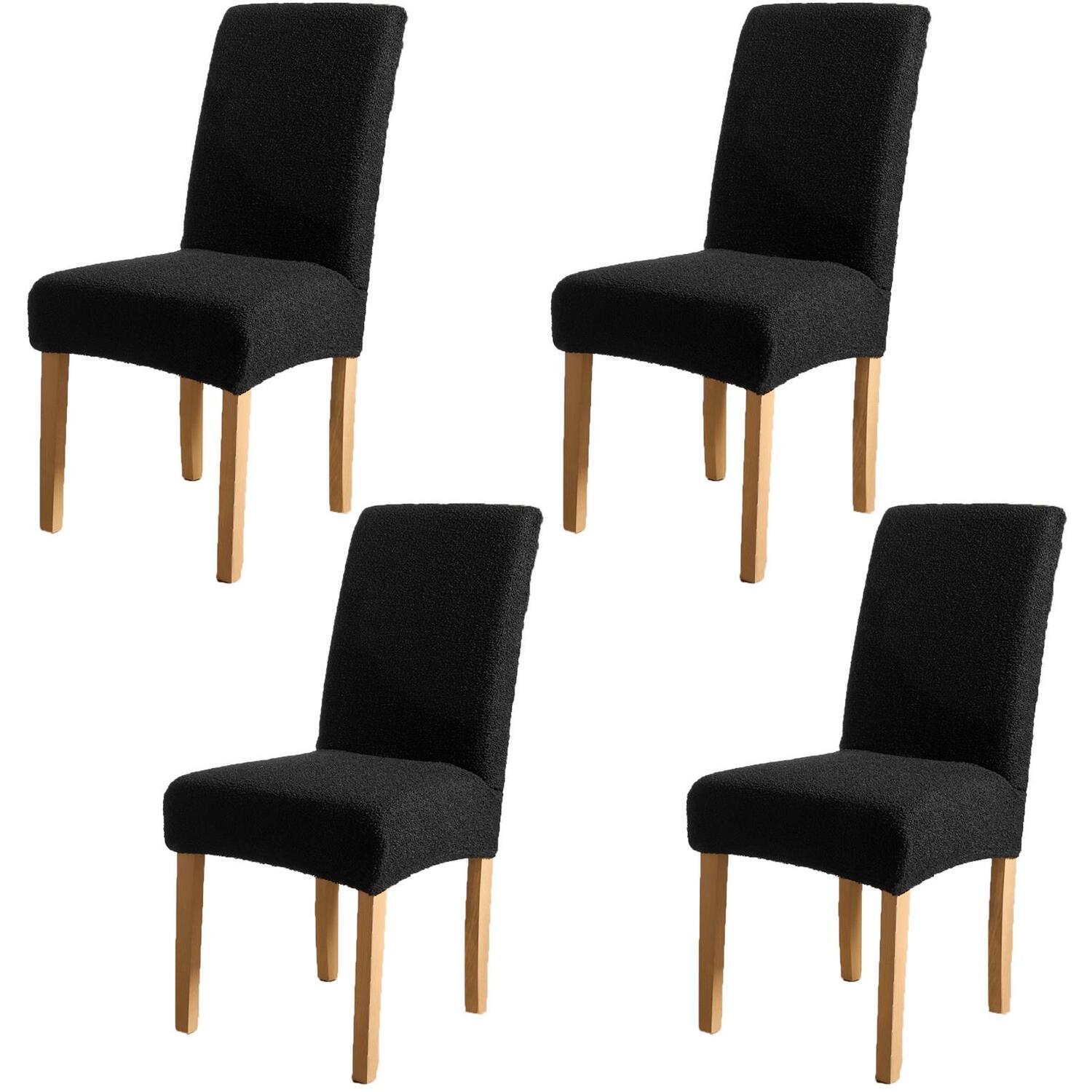 OHS Boucle Elastic Stretch High Back Dining Chair Protector Cover