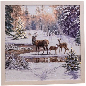 Light up Family of Deers Christmas Canvas with LEDs