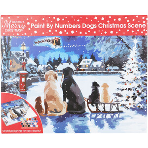 Paint By Numbers Dogs Christmas Scene Kit