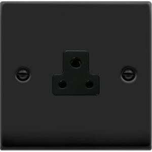 Matt Black 1 Gang 2A Round Pin Socket