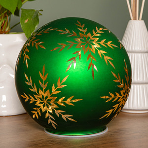 Battery Operated Light up Snowflake Glass Ball with LEDs