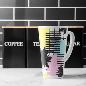 Geometric Shape  Leaf Print Latte Mug