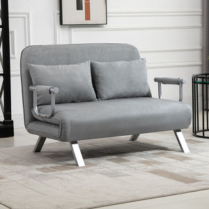 HOMCOM Convertible 2 Seater Sofa Bed Settee with Pillows