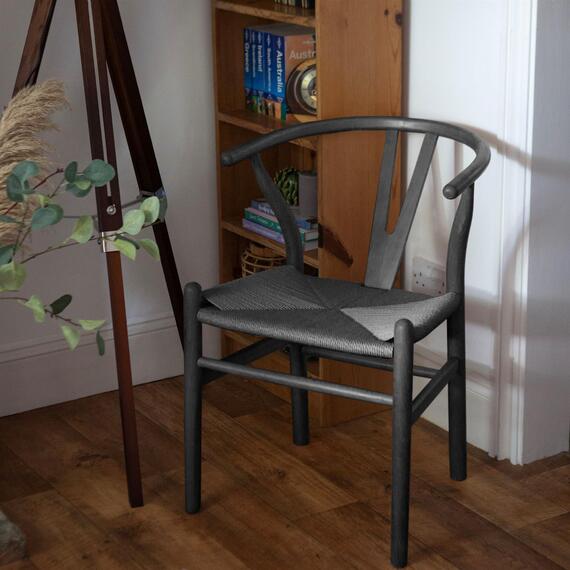 Black Beech Wooden Scandi Danish Style Dining Chairs