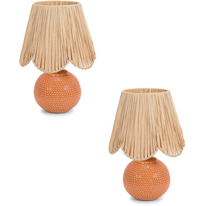 Pair of Sebby Table Lamps with Natural Raffia Shade