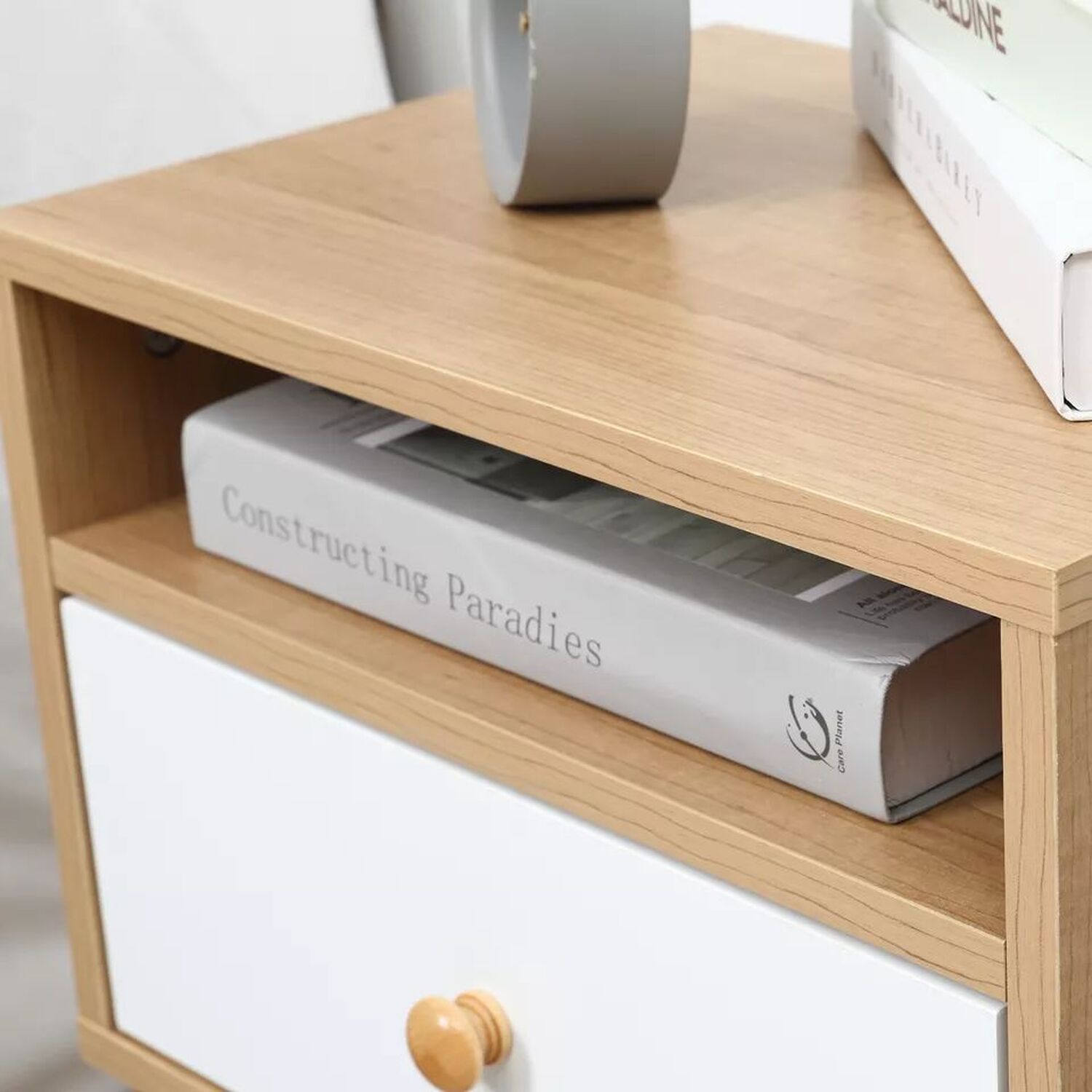 Scandi Bedside Tables Set Of 2 - Natural And White