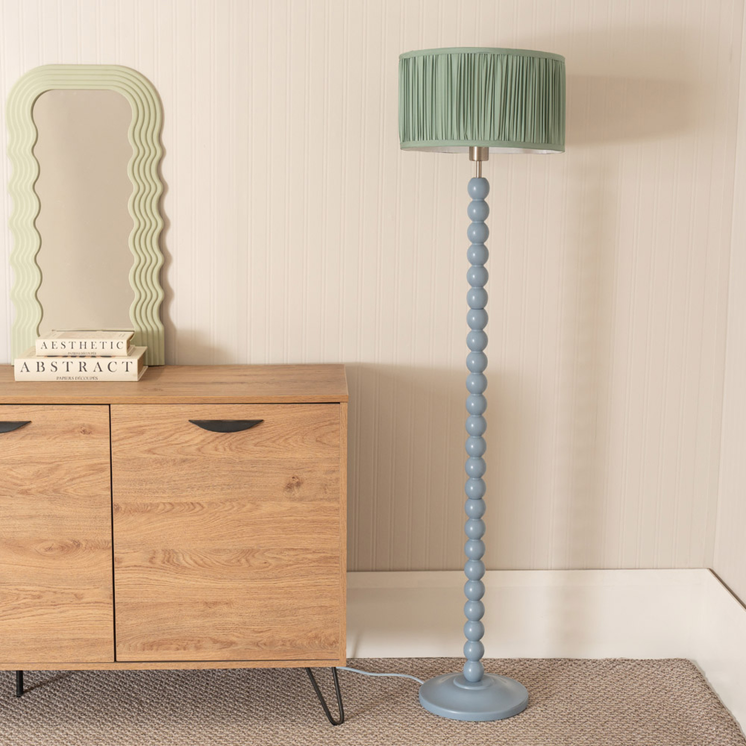Image of Bobbins Floor Lamp with Ruched Pleated&hellip;