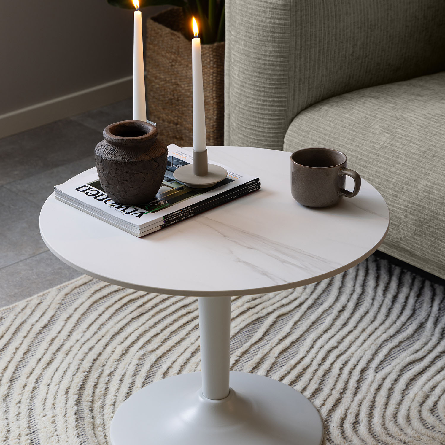 Malta Ceramic Round Coffee Table - White