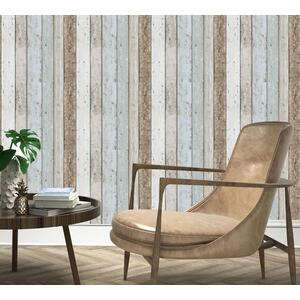 Beige, Neutral Shabby Beach Wood Effect Wallpaper shot 7029494