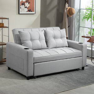 HOMCOM 2 Seater Pull Out Sofa Bed with 2 Cup Holders
