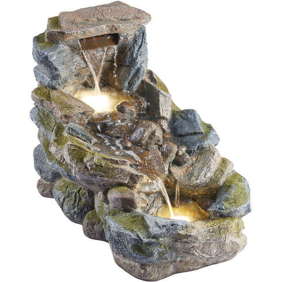  Tumbling Rock Wall Water Feature with LED Lighting