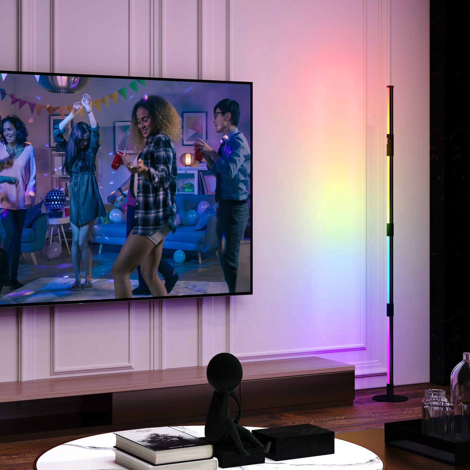 HOMCOM LED Floor Lamp 360 degreeDetachable with App and Remote Control - Dark Grey