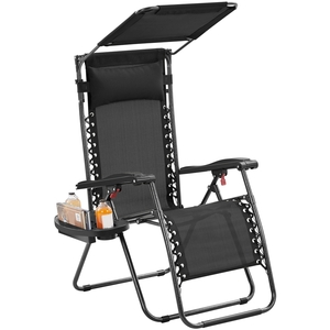 Foldable Zero Gravity Chair with Sunshade and Cupholder